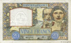 20 Francs TRAVAIL ET SCIENCE FRANCE  1941 F.12.16