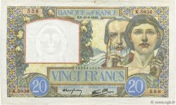 20 Francs TRAVAIL ET SCIENCE FRANCIA  1941 F.12.18 EBC