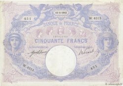 50 Francs BLEU ET ROSE FRANCIA  1912 F.14.25 MB