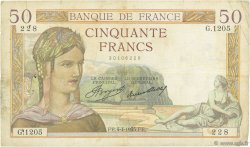 50 Francs CÉRÈS FRANKREICH  1935 F.17.07 S