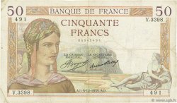 50 Francs CÉRÈS FRANKREICH  1935 F.17.20