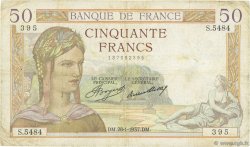 50 Francs CÉRÈS FRANCE  1937 F.17.33 VG