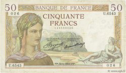 50 Francs CÉRÈS FRANKREICH  1937 F.17.40 fSS