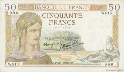 50 Francs CÉRÈS modifié FRANKREICH  1938 F.18.12