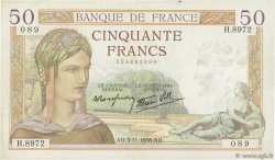 50 Francs CÉRÈS modifié FRANCIA  1938 F.18.18 BB
