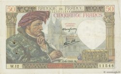 50 Francs JACQUES CŒUR FRANCE  1940 F.19.01 VF-