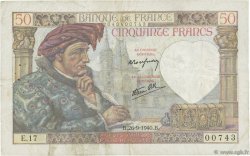 50 Francs JACQUES CŒUR FRANKREICH  1940 F.19.03 VZ