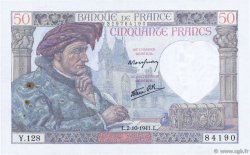 50 Francs JACQUES CŒUR FRANKREICH  1941 F.19.15 fVZ
