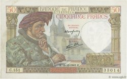50 Francs JACQUES CŒUR FRANCE  1941 F.19.17 VF+