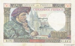 50 Francs JACQUES CŒUR FRANKREICH  1942 F.19.20 S
