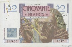 50 Francs LE VERRIER FRANCE  1951 F.20.17 VF