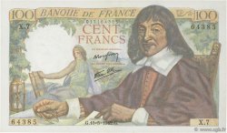 100 Francs DESCARTES FRANKREICH  1942 F.27.01 VZ+
