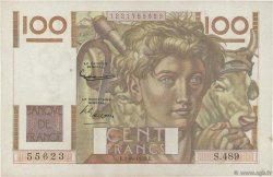 100 Francs JEUNE PAYSAN FRANKREICH  1952 F.28.34 VZ+