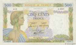 500 Francs LA PAIX FRANKREICH  1942 F.32.39 SS
