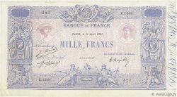 1000 Francs BLEU ET ROSE FRANCIA  1921 F.36.37 BC