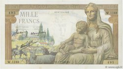 1000 Francs DÉESSE DÉMÉTER FRANCE  1942 F.40.06 VF+