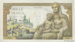 1000 Francs DÉESSE DÉMÉTER FRANCE  1943 F.40.22 VF