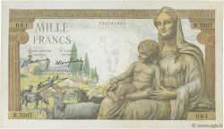 1000 Francs DÉESSE DÉMÉTER FRANCE  1943 F.40.23 VF+