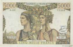 5000 Francs TERRE ET MER FRANKREICH  1953 F.48.09 fVZ