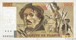 100 Francs DELACROIX modifié FRANCE  1980 F.69.04a F