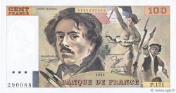 100 Francs DELACROIX imprimé en continu FRANCE  1991 F.69bis.03a3
