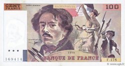 100 Francs DELACROIX imprimé en continu FRANCE  1990 F.69bis.02c TTB