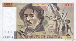 100 Francs DELACROIX imprimé en continu FRANCE  1991 F.69bis.04a VF