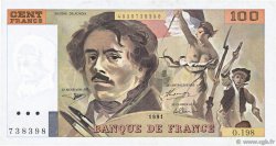100 Francs DELACROIX imprimé en continu FRANCE  1991 F.69bis.04a VF+