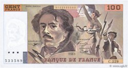 100 Francs DELACROIX imprimé en continu FRANCE  1993 F.69bis.08 AU+
