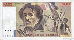 100 Francs DELACROIX imprimé en continu FRANKREICH  1993 F.69bis.08 SS