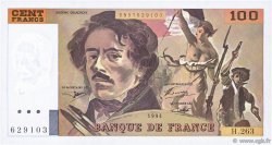 100 Francs DELACROIX 442-1 & 442-2 FRANCE  1994 F.69ter.01b AU