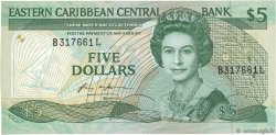 5 Dollars CARIBBEAN   1986 P.18l XF+