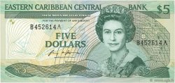 5 Dollars EAST CARIBBEAN STATES  1988 P.22a1 AU+