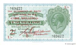 1 Shilling sur 2 Shillings MALTE  1940 P.15 EBC