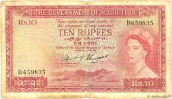 10 Rupees ISOLE MAURIZIE  1954 P.28 q.MB