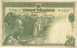 20 Francs BELGIAN CONGO  1954 P.26 VG
