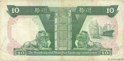 10 Dollars HONG KONG  1989 P.191c MB