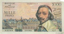 1000 Francs RICHELIEU FRANCE  1953 F.42.02 F+