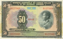 50 Francs BELGIAN CONGO  1952 P.24a VF