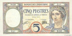 5 Piastres INDOCINA FRANCESE  1927 P.049b q.BB