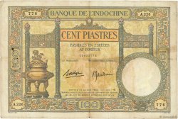 100 Piastres INDOCINA FRANCESE  1936 P.051d B a MB