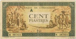 100 Piastres orange, cadre noir INDOCINA FRANCESE  1942 P.073 q.MB