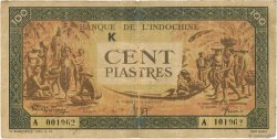 100 Piastres orange, cadre noir INDOCINA FRANCESE  1942 P.073 MB
