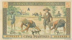5 Piastres FRENCH INDOCHINA  1951 P.075a AU
