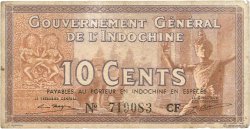 10 Cents FRENCH INDOCHINA  1939 P.085d VG