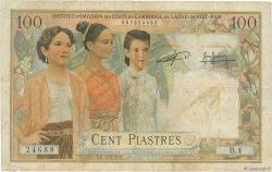 100 Piastres - 100 Riels INDOCINA FRANCESE  1954 P.097 MB