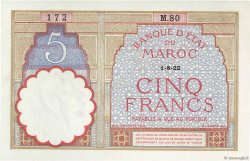 5 Francs MOROCCO  1922 P.23Aa AU+