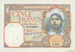 5 Francs ALGERIA  1939 P.077a SPL+