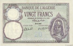 20 Francs ALGERIA  1941 P.078c VF+