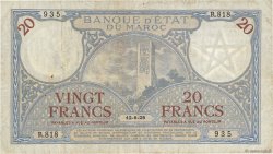20 Francs MOROCCO  1929 P.18a VF